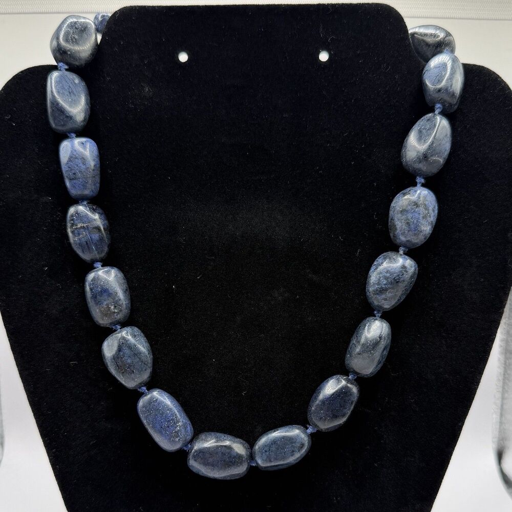 925 Dumortierite Large Beaded Statement Necklace 18” Adjustable